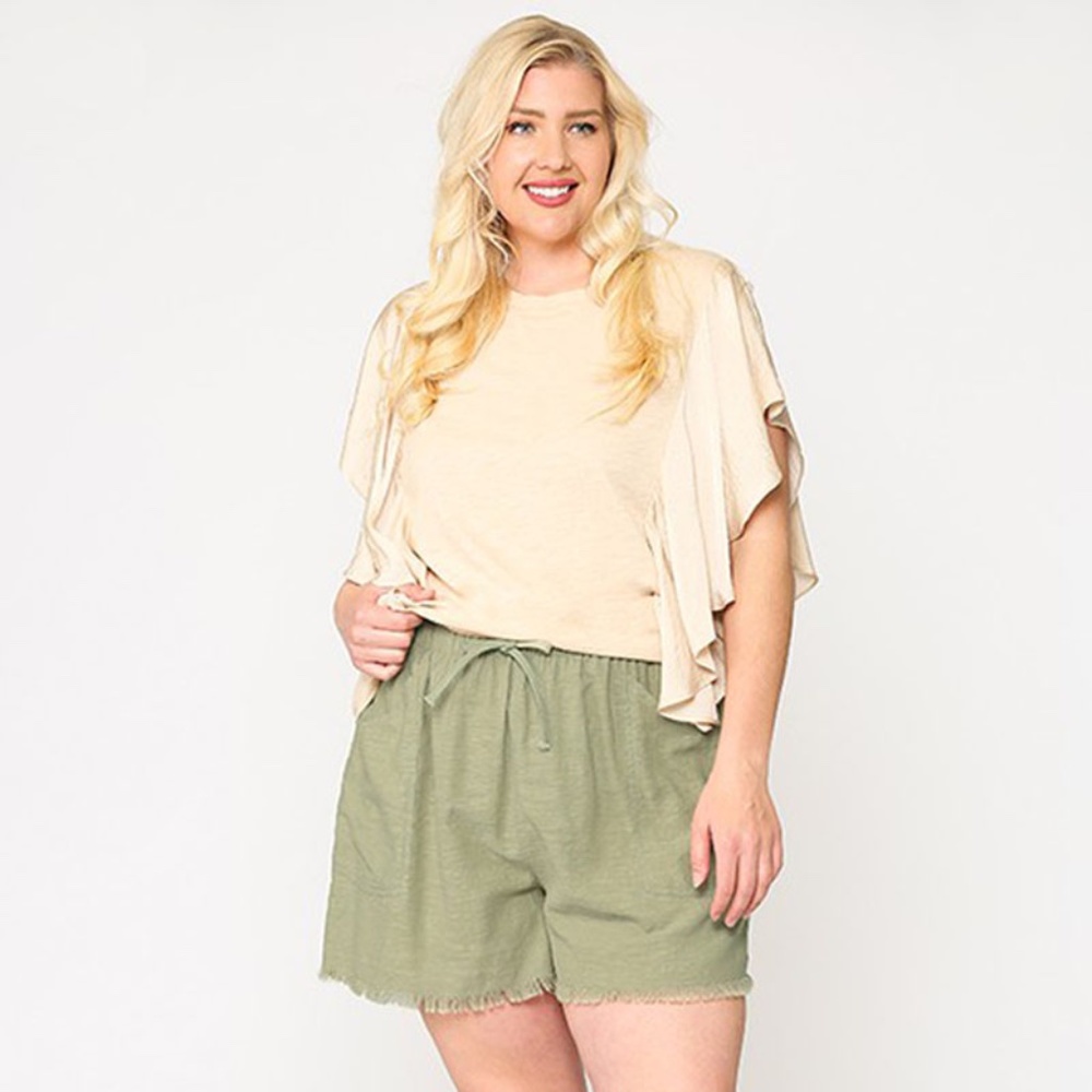 Light sage plus size shorts